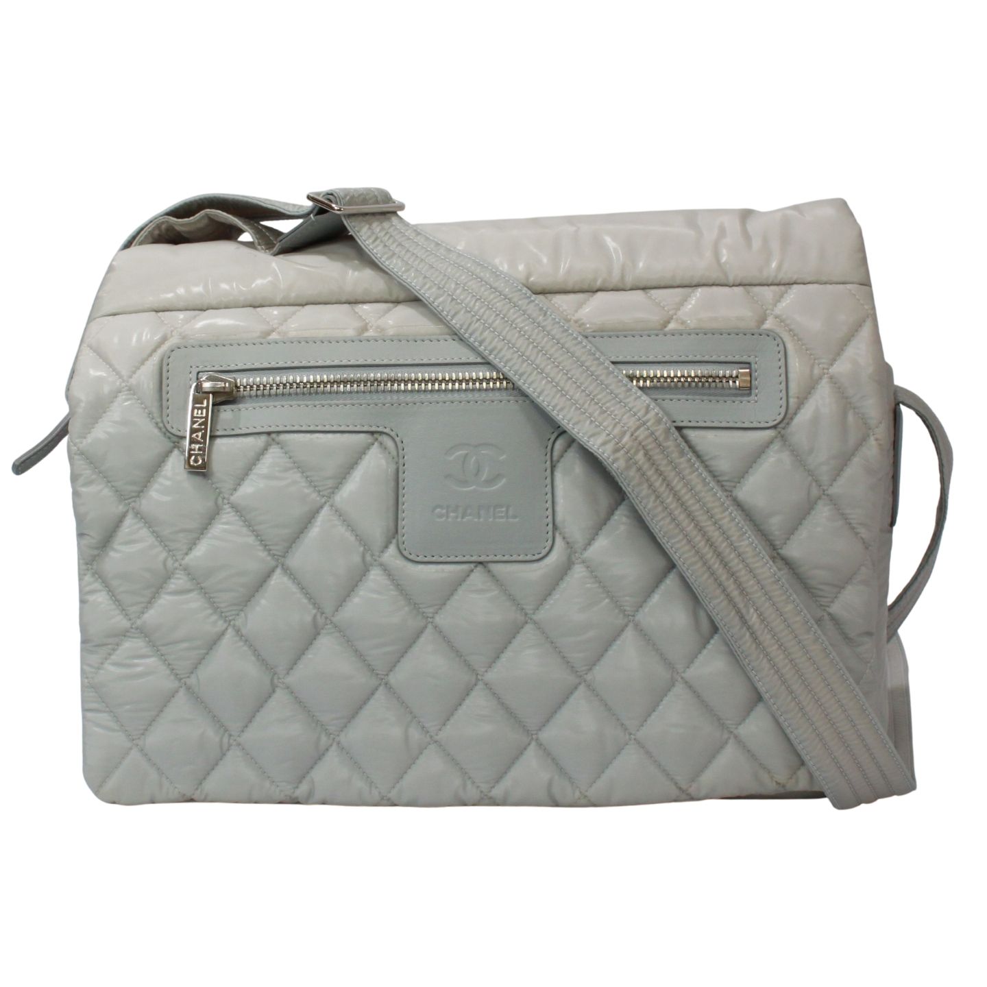 CHANEL コココクーン ナイロン ライトグレー ショルダーバッグ