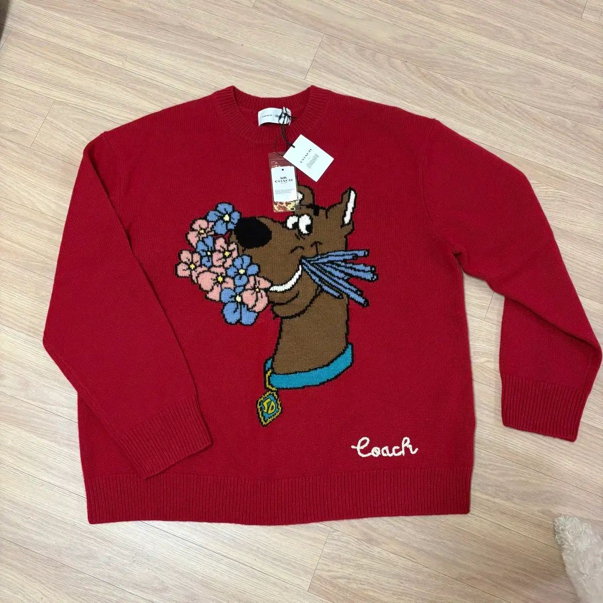 COACH コーチ ニット レッド L 新品 - メルカリ