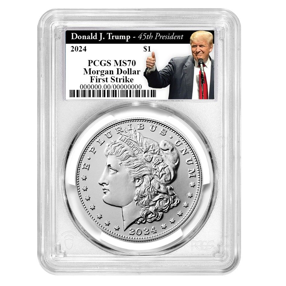 2024年 1ドル モルガン銀貨 PCGS MS70 FS トランプ第45代大統領ラベル