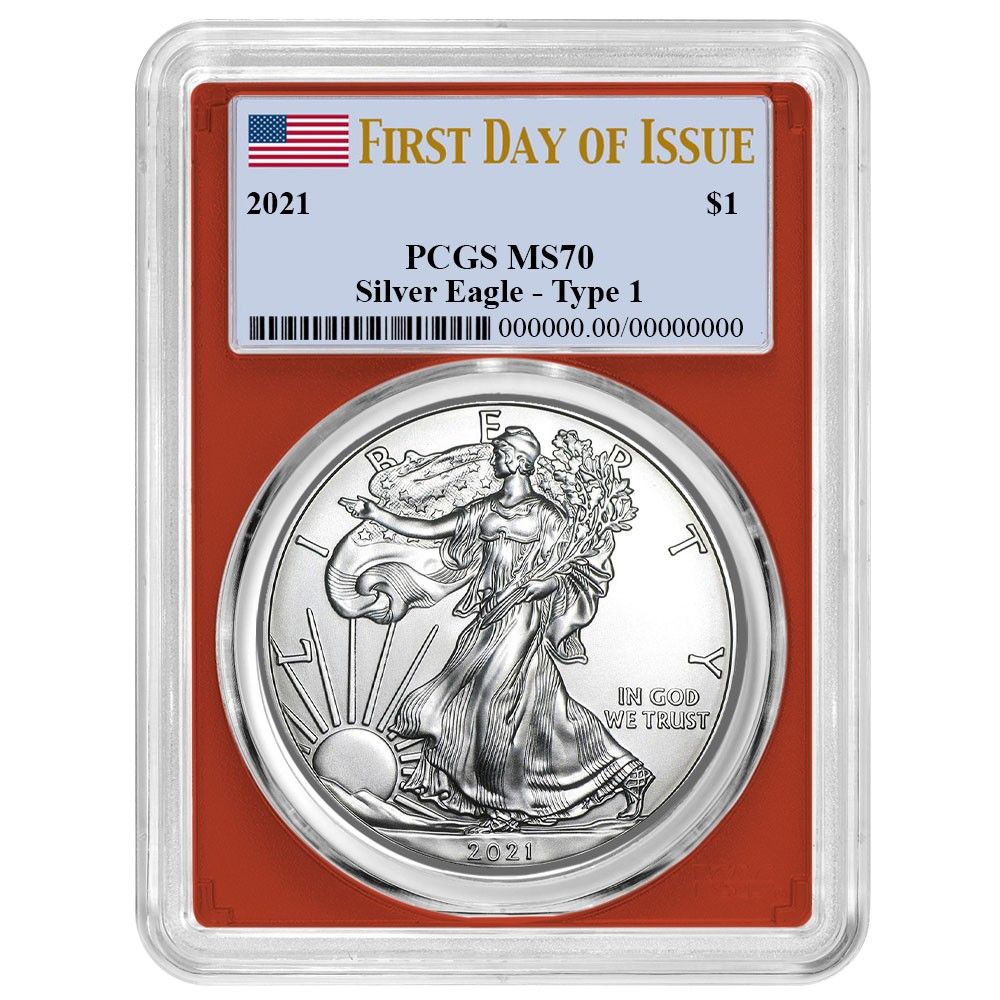 2021年 1ドル タイプ1 アメリカン シルバー イーグル PCGS MS70 FDOI