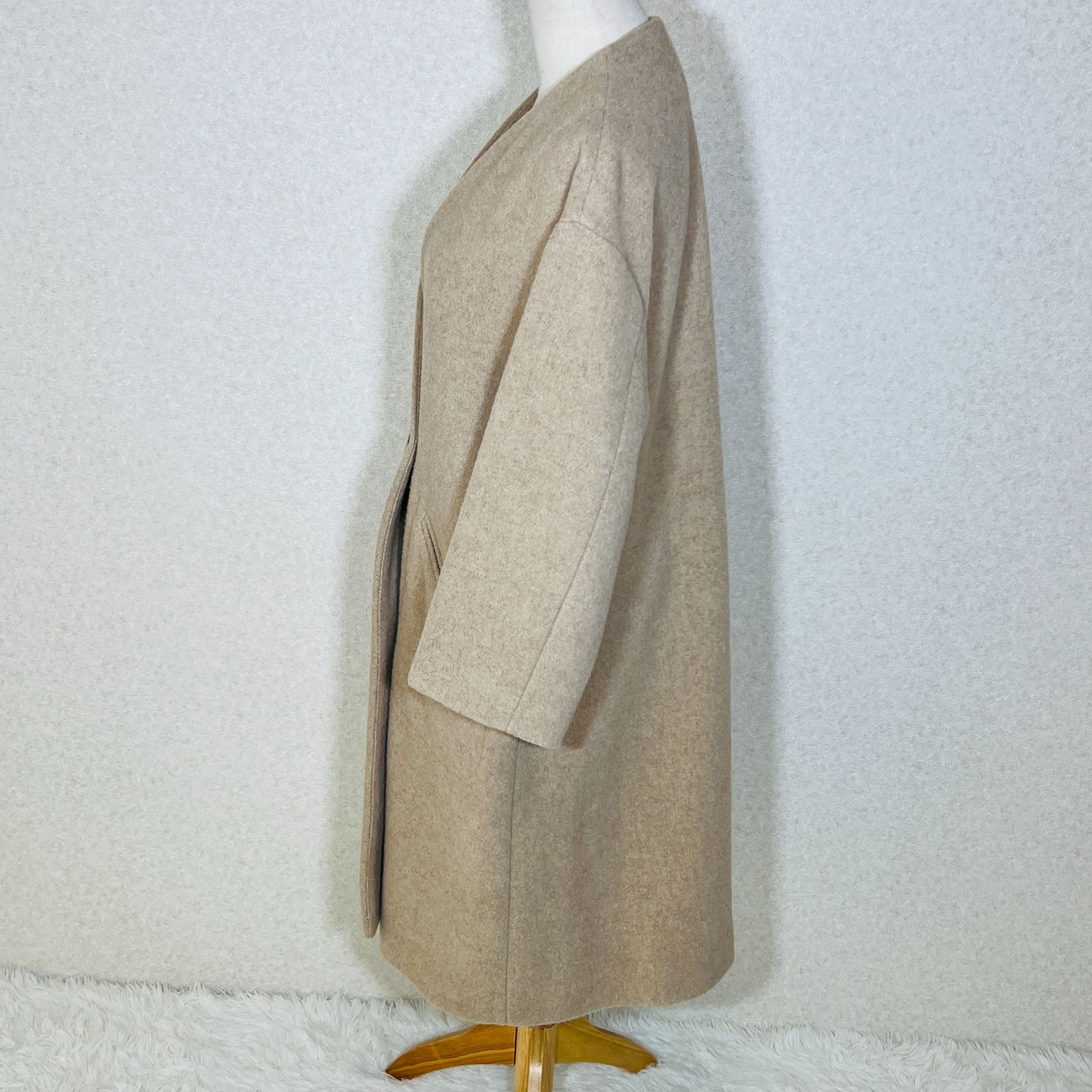 IENA イエナ ノーカラー ウールコート ベージュ ロング丈 上質 - メルカリ