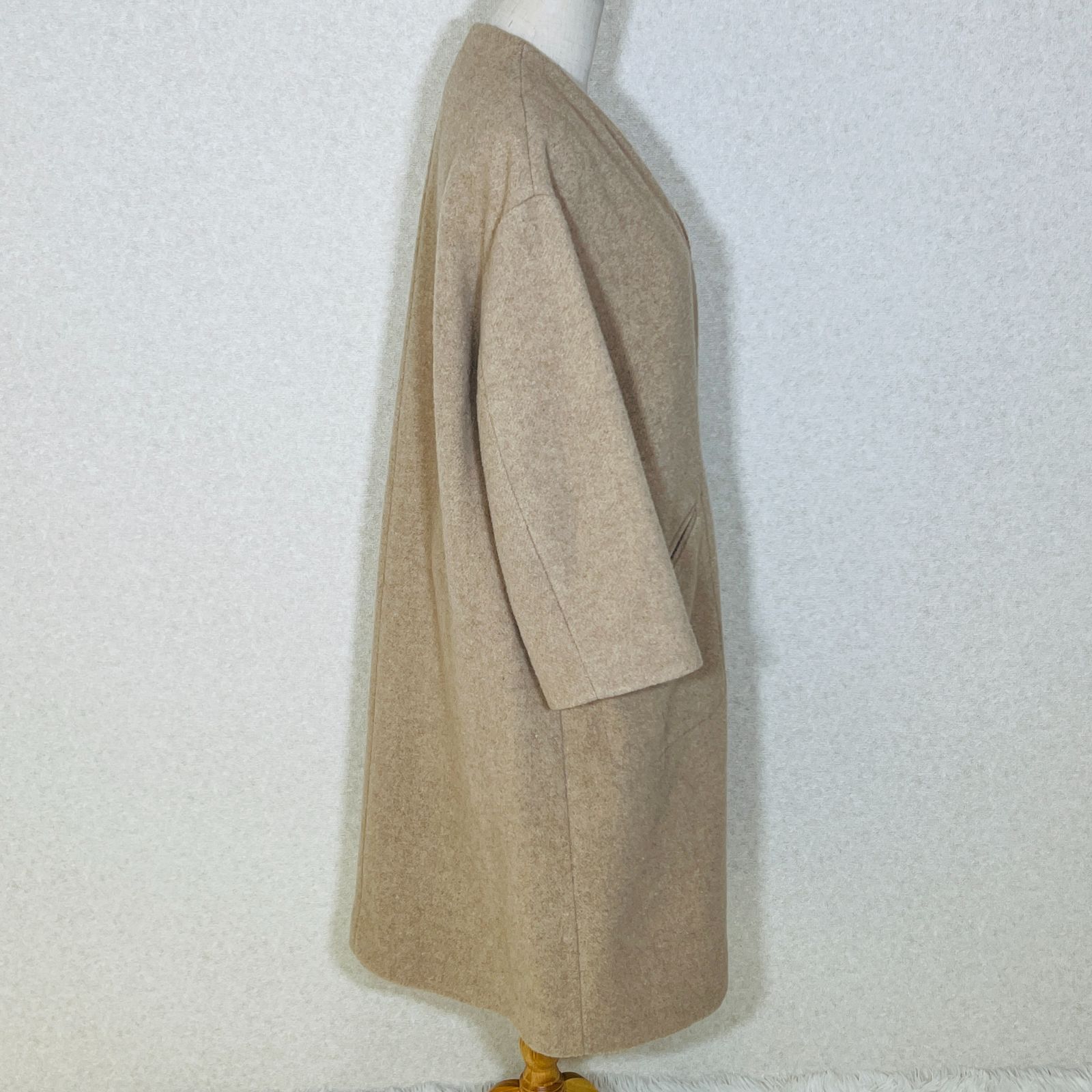 IENA イエナ ノーカラー ウールコート ベージュ ロング丈 上質 - メルカリ