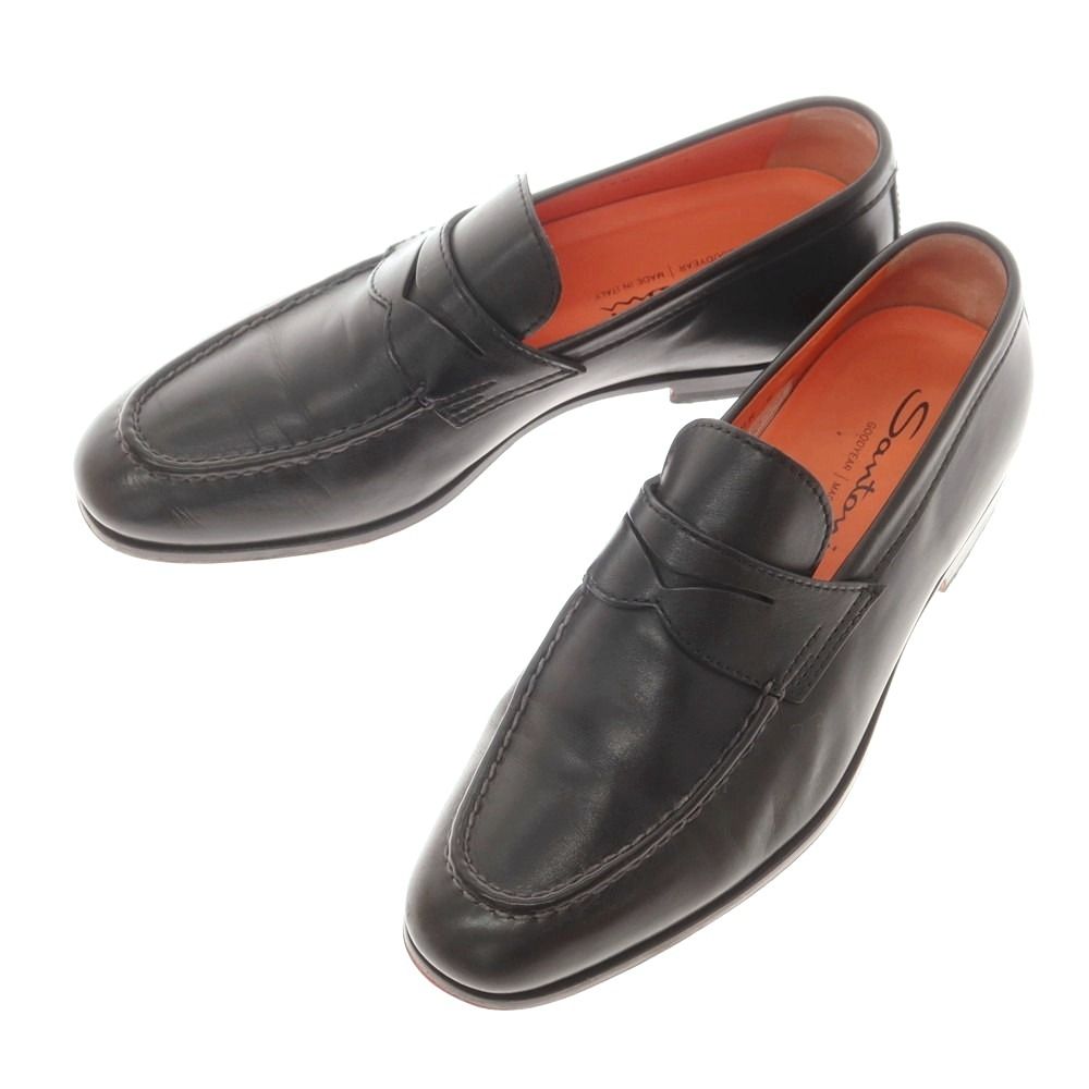 【中古】サントーニ Santoni コインローファー ブラック【サイズ7】【メンズ】