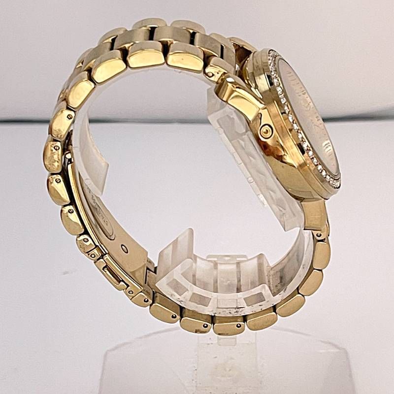 稼働 コーチ レディース腕時計 ゴールド クロノグラフ ラインストーン