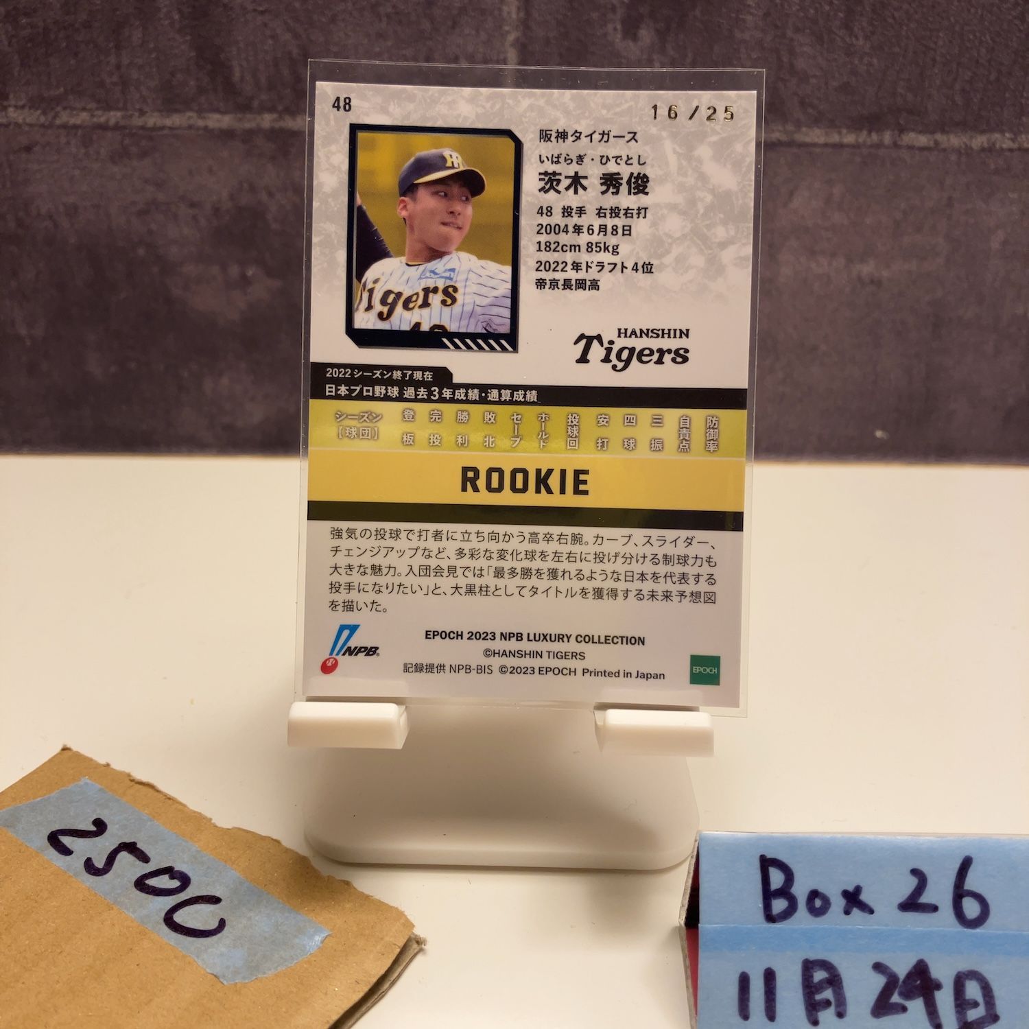 2023 EPOCH NPB LUXURY COLLECTION 茨木秀俊 16/25 阪神タイガース RC