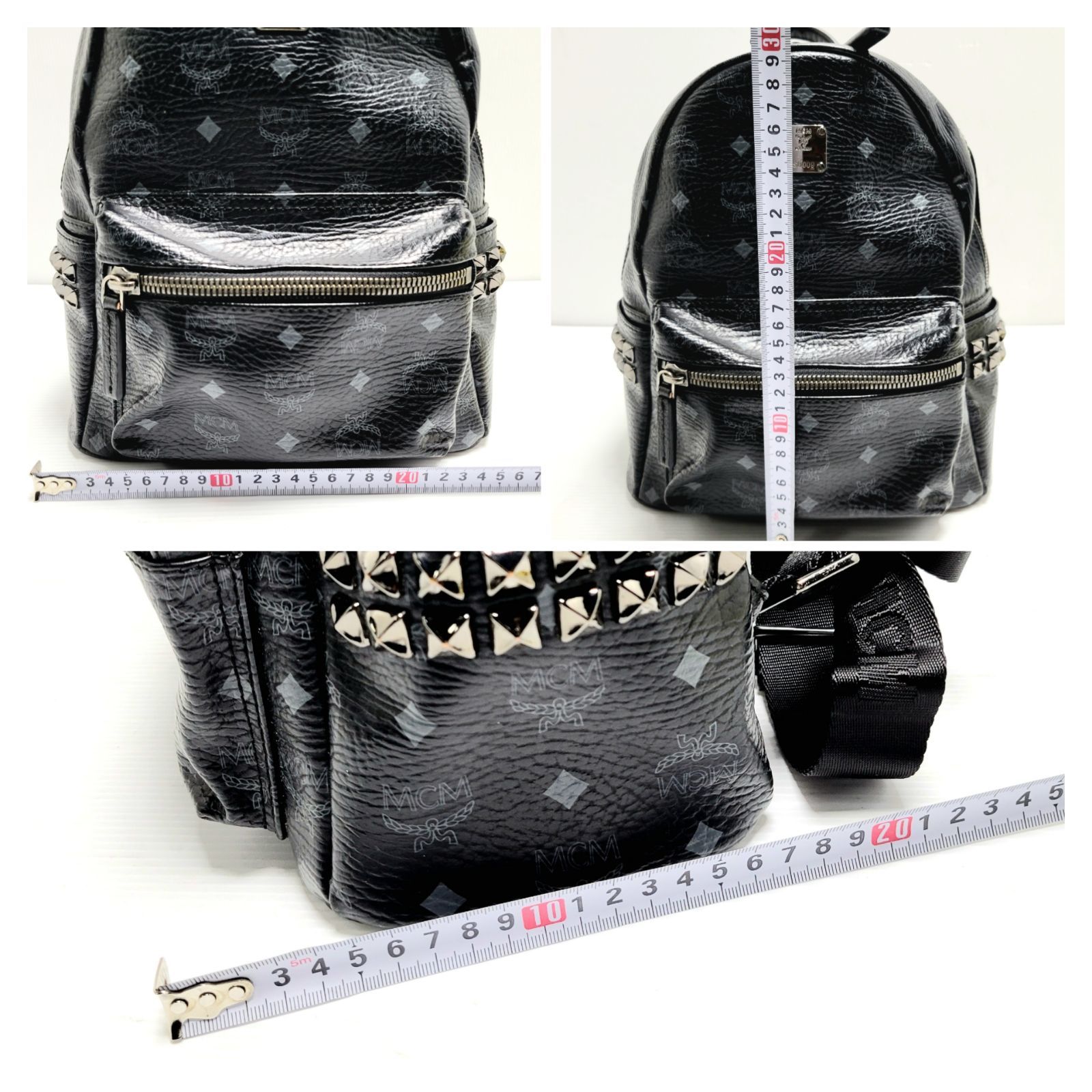 現状品】MCM スタッズ ヴィセトス バックパック リュック ブラック 