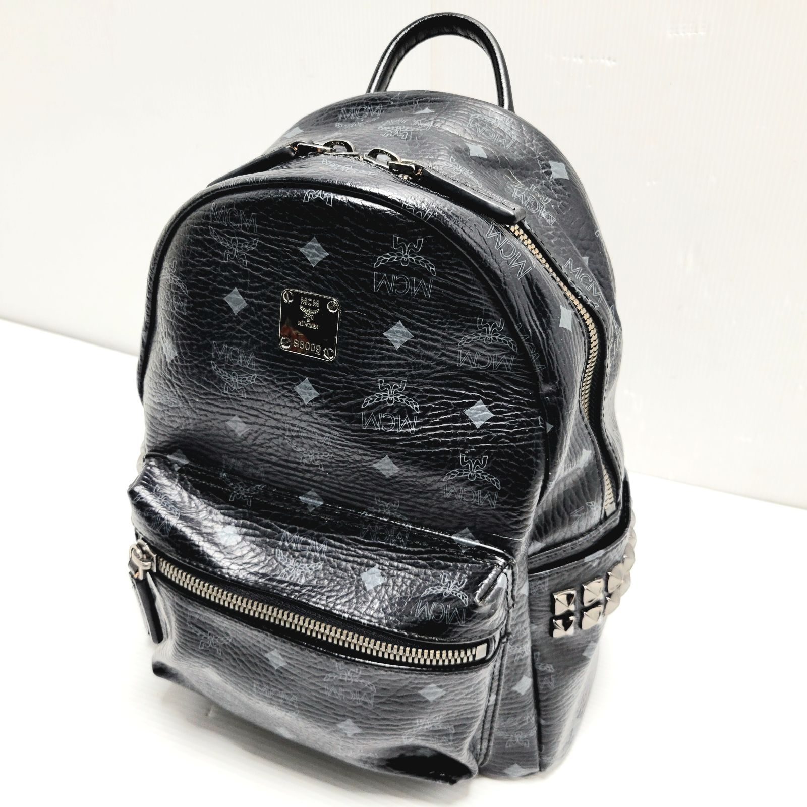 現状品】MCM スタッズ ヴィセトス バックパック リュック ブラック