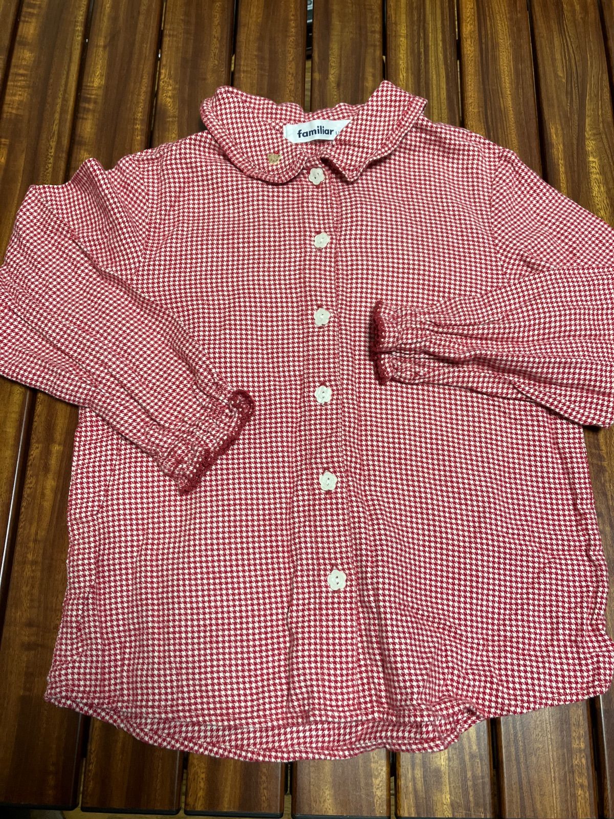 ファミリア familiar 長袖ブラウス 110cm ギンガムチェック 秋冬