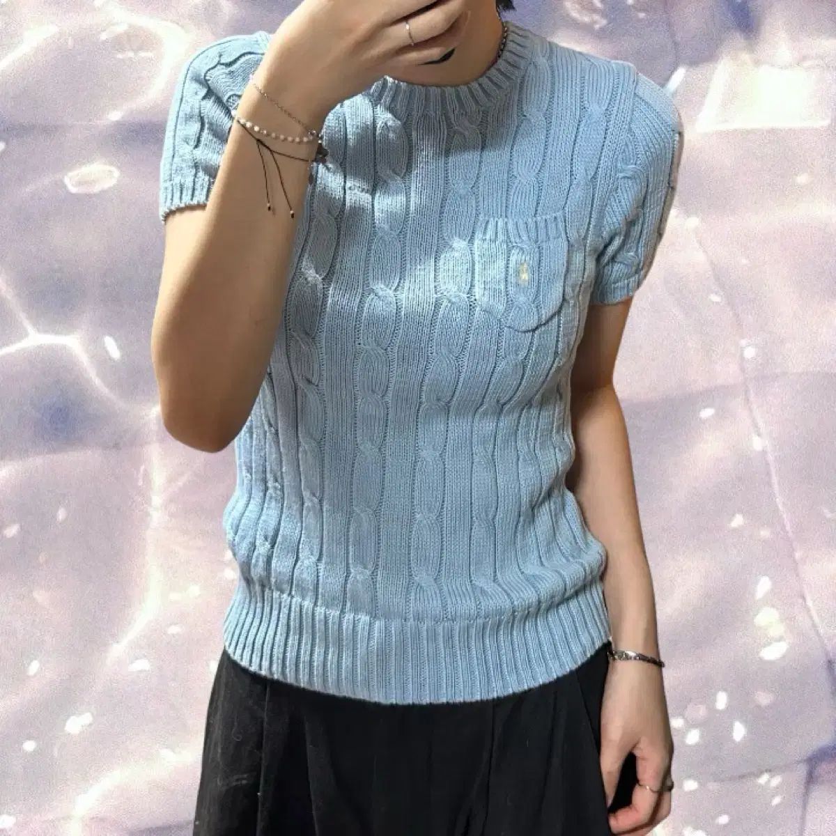 ポロラルフローレン 新モデル QR ケーブル編み 半袖 ニット ライト