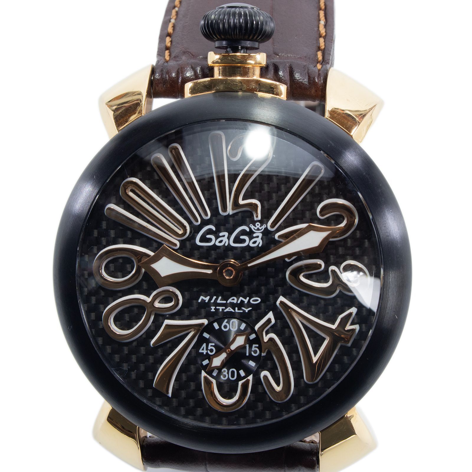 稼働品 送料無料 ガガミラノ 腕時計 機械式 手巻き 3針 メンズ