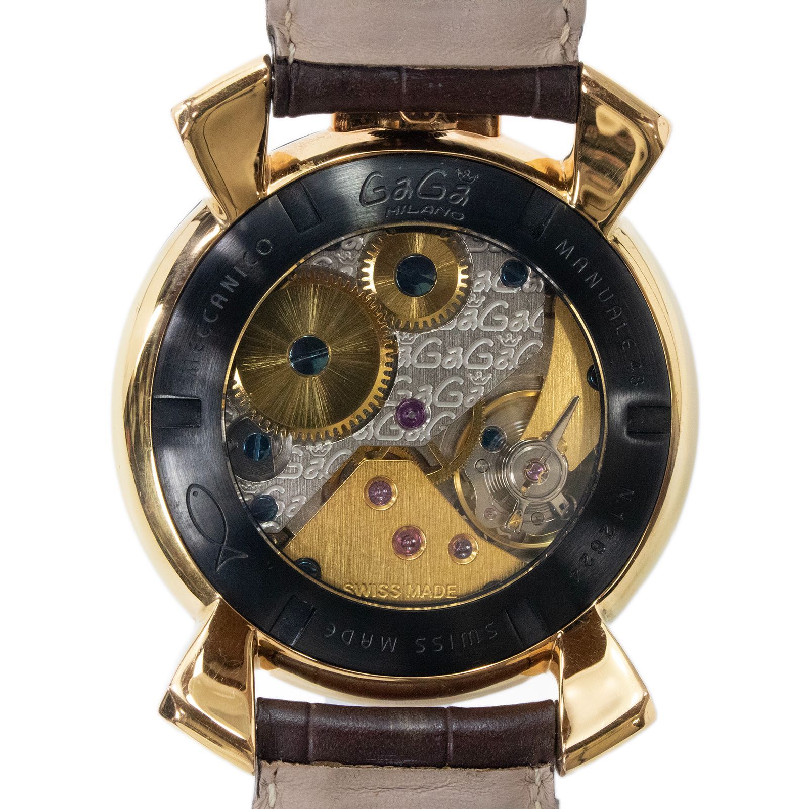 稼働品 送料無料 ガガミラノ 腕時計 機械式 手巻き 3針 メンズ