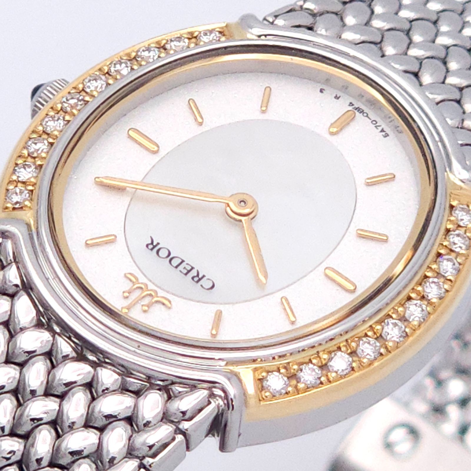 ☆美品 SEIKO セイコー クレドール 5A70-0AT0 シェル QZ 動作品 18KT+ 