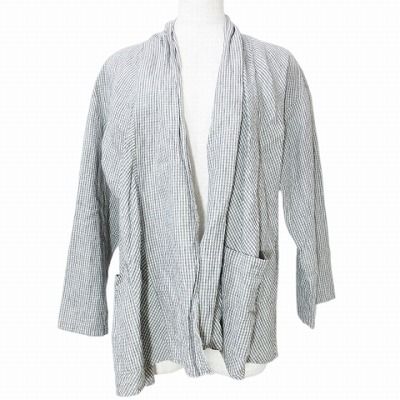 トゥジュー TOUJOURS 美品 リネンジャケット 羽織 ギンガムチェック