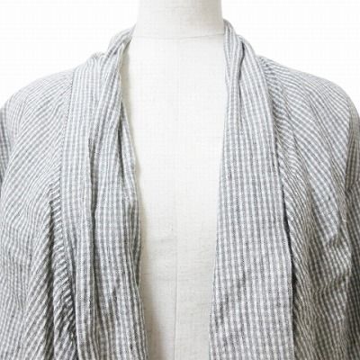 トゥジュー TOUJOURS 美品 リネンジャケット 羽織 ギンガムチェック