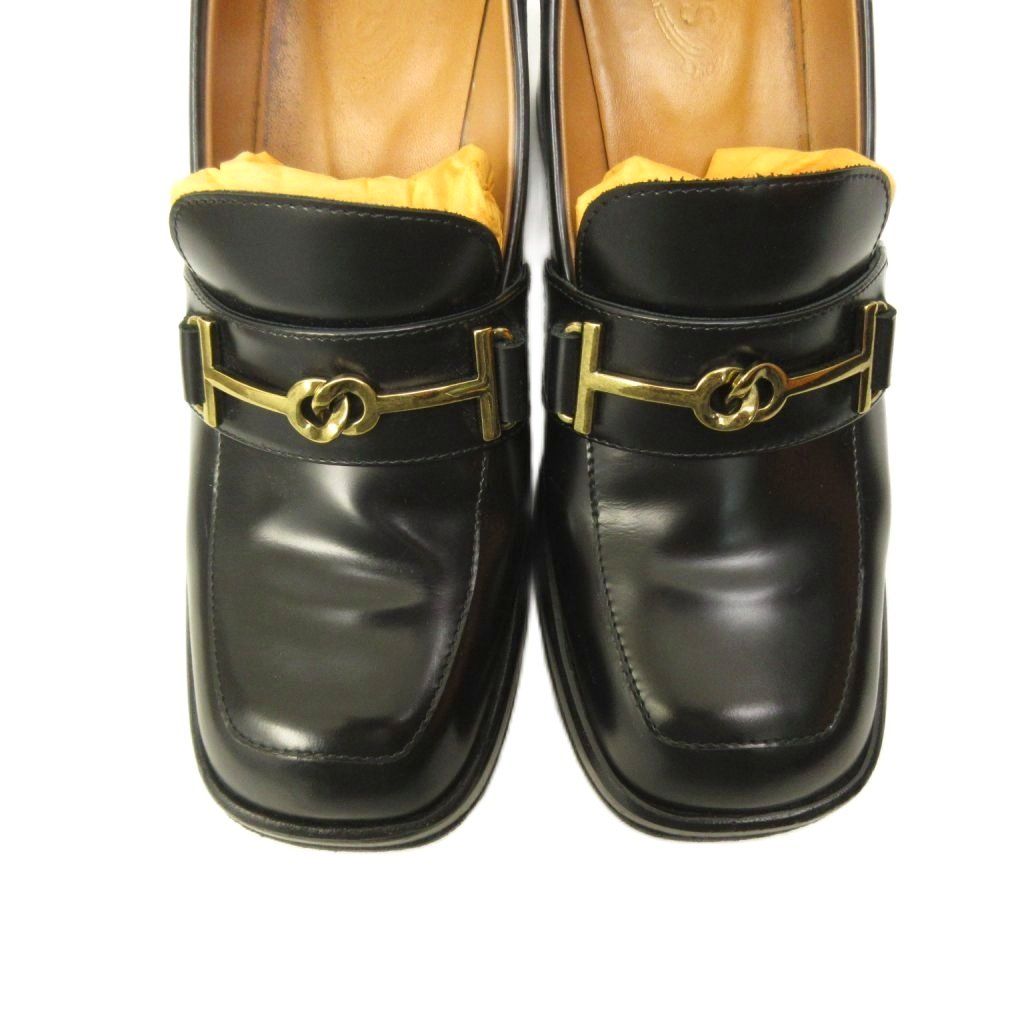 トッズ TOD'S ダブルT ローファー パンプス スクエアヒール 黒