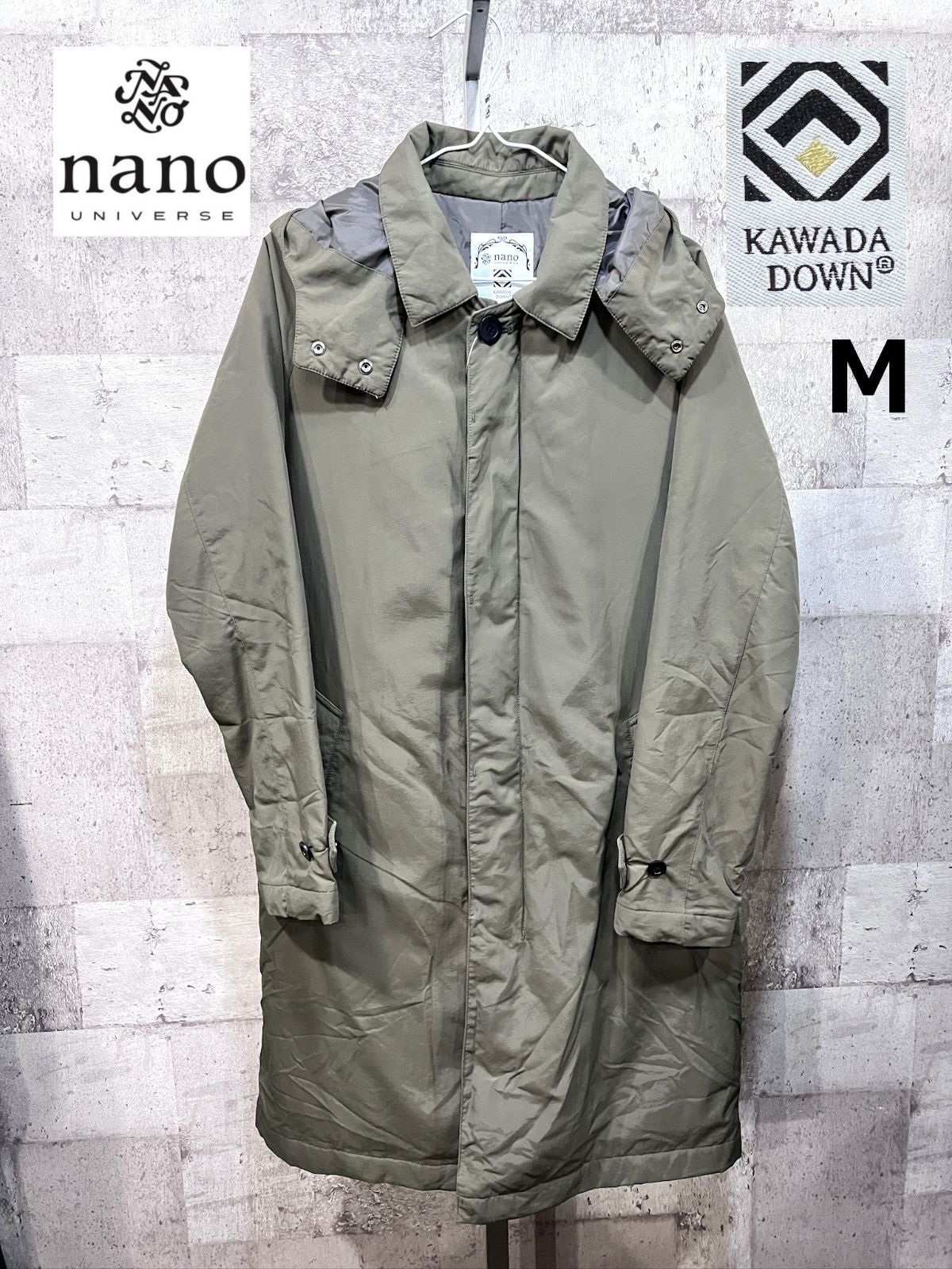 美品 ナノユニバース 河田ダウン HEATERS フード脱着 ステンカラー