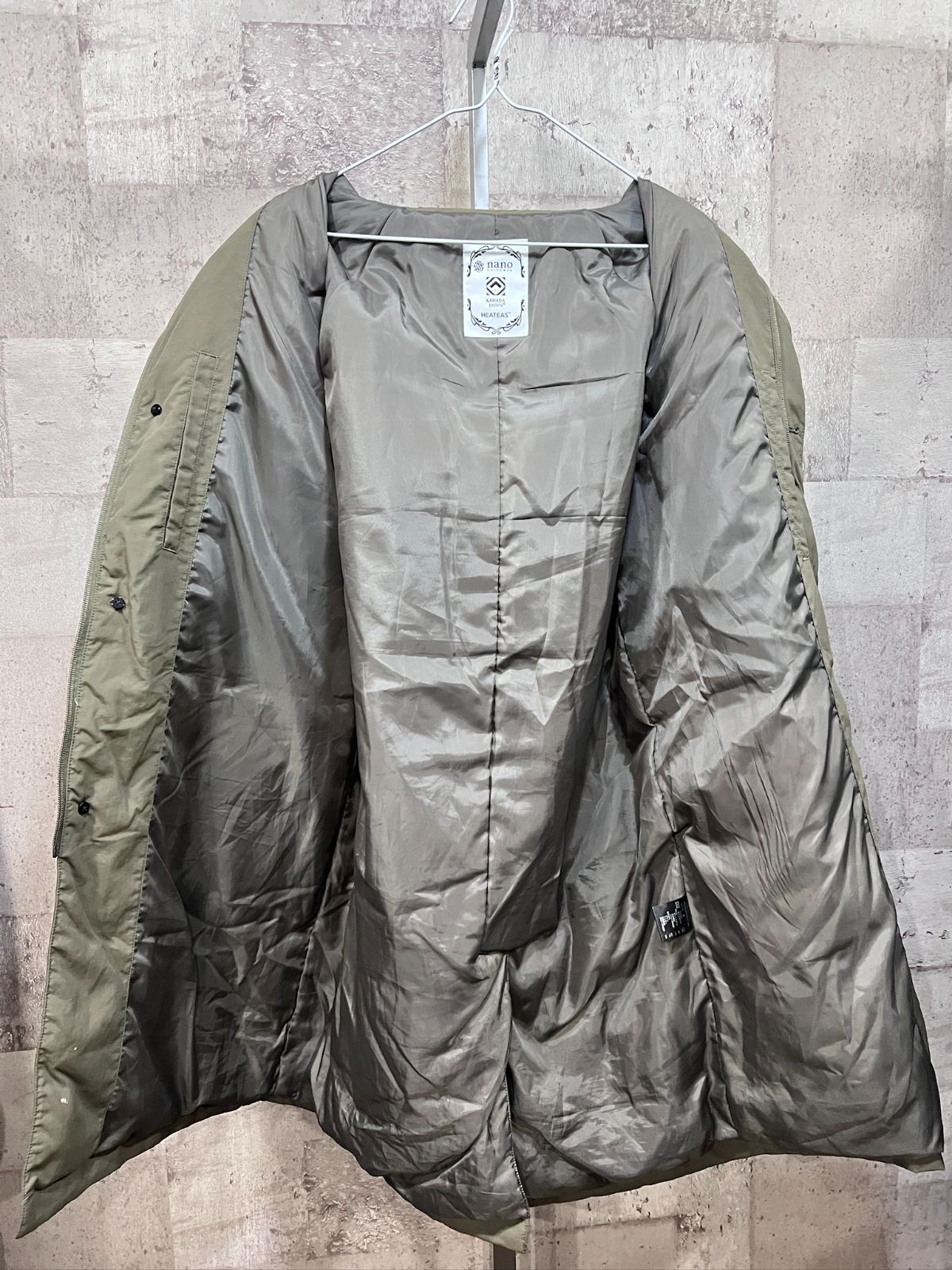 美品 ナノユニバース 河田ダウン HEATERS フード脱着 ステンカラー