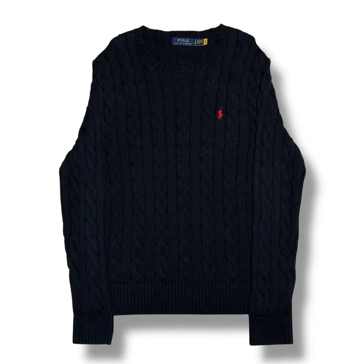 POLO Ralph Lauren コットン ケーブル ラウンドネック ネイビー ニット