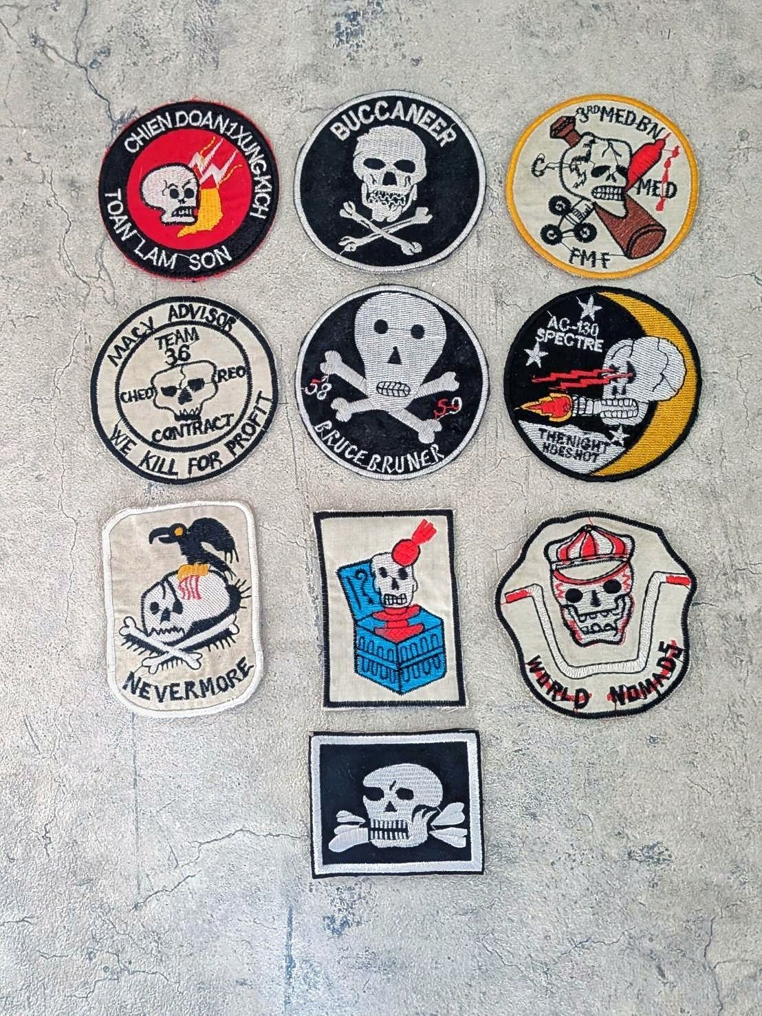 ヴィンテージ仕様 ベトナム戦争 ミリタリーワッペン【スカル】各種