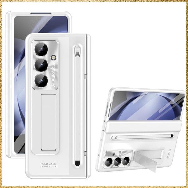 ☆彡送料無料でお届け☆彡Color:ホワイト 【Galaxy Z Fold7専用】多機能統合型 ケース 全面保護+強化ガラスフィルム+きんぞくラッカ+ペン 隠しスタンド機能 ヒンジ保護 ワイヤレス充電サポート 手帳型 携帯カバー 薄型 軽量 キラキラ 衝撃吸収