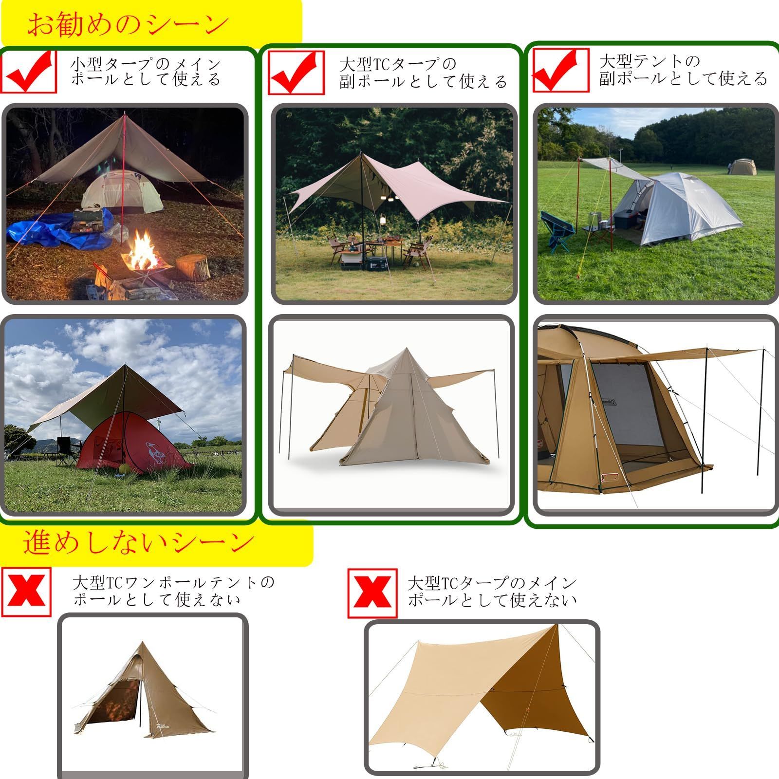 2本セット入り 直径19mm 分割式 タープポール ジュラルミン ソロ