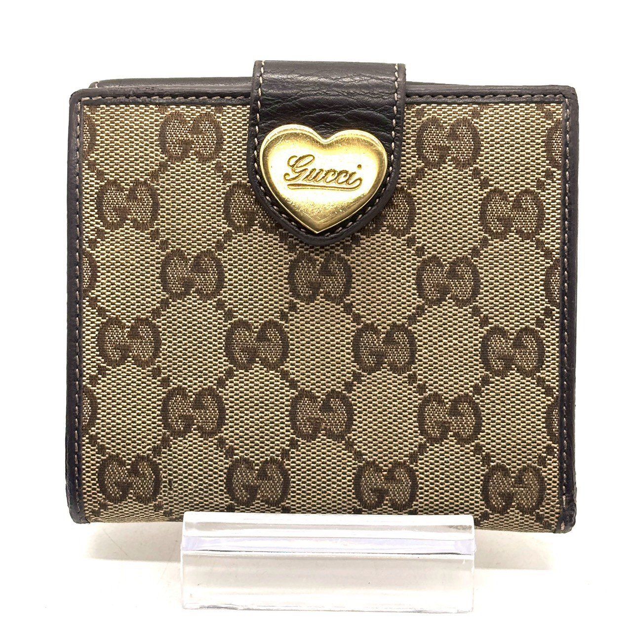 ✨未使用展示品・箱付き✨　GUCCI ミニ財布　ラブリーハート　GGライン　シマ 甘さを仕込む✨ GUCCI 二つ折り財布 コンパクトウォレット GG