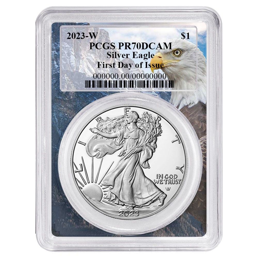 2023-W プルーフ 1ドル アメリカン シルバー イーグル PCGS PR70DCAM FDOI イーグルフレーム