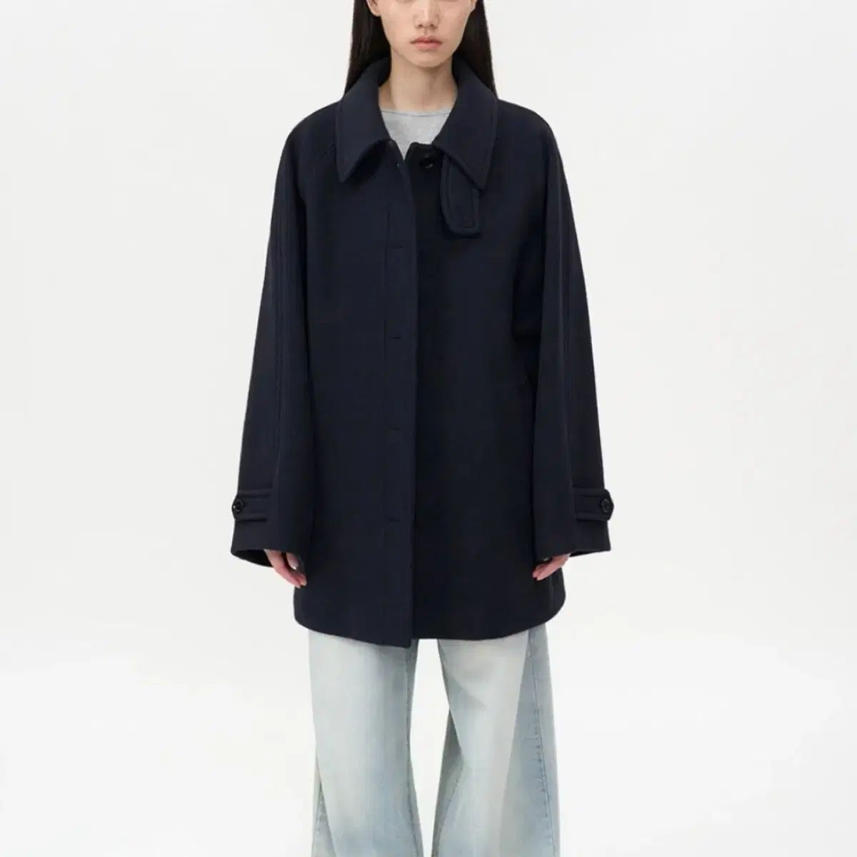 INSILENCE ウーマン バルマカーン ハーフコート ネイビー - メルカリ