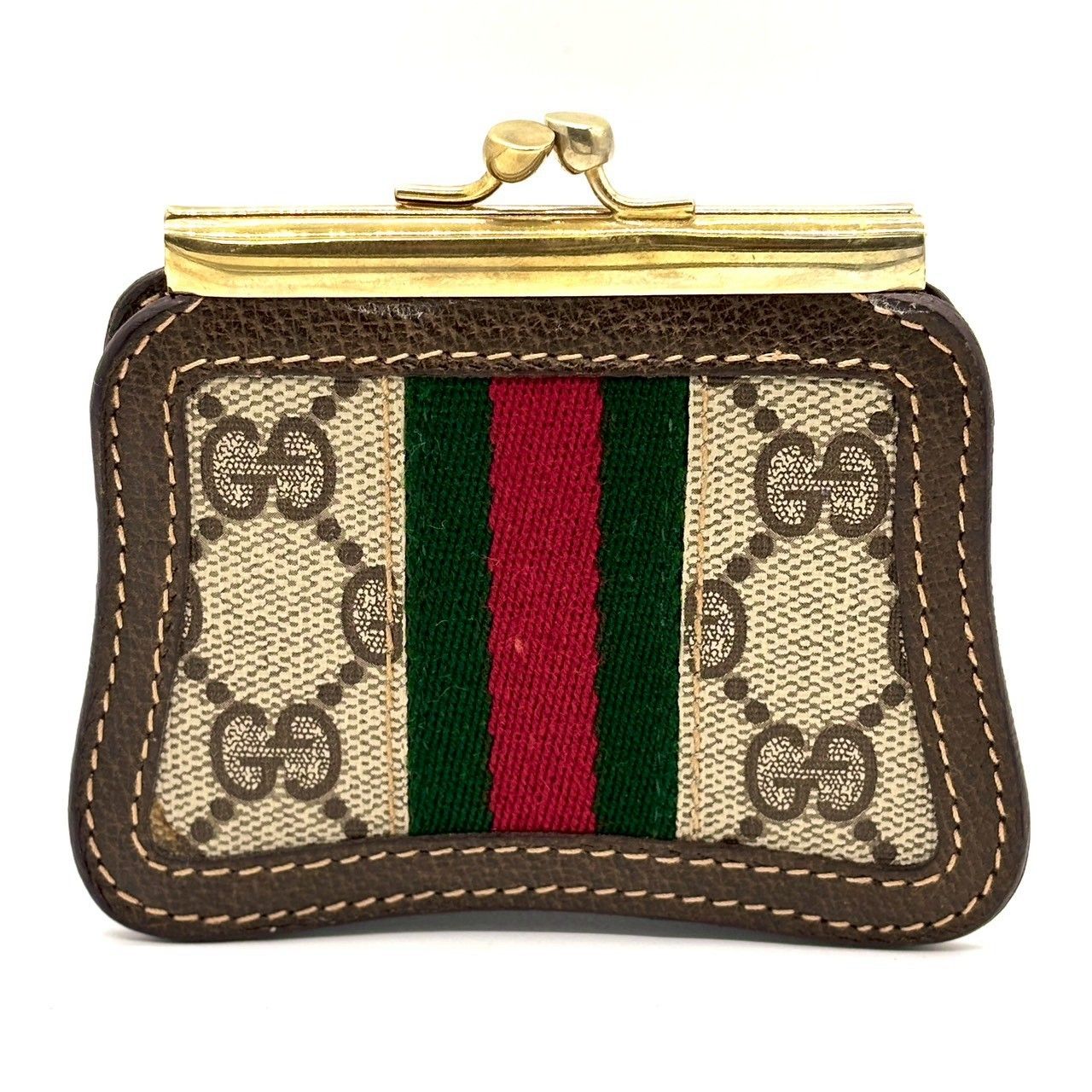 佇まいで選ぶ小物✨ GUCCI オールドグッチ コインケース GGスプリーム シェリーライン がま口 ブラウン - メルカリ