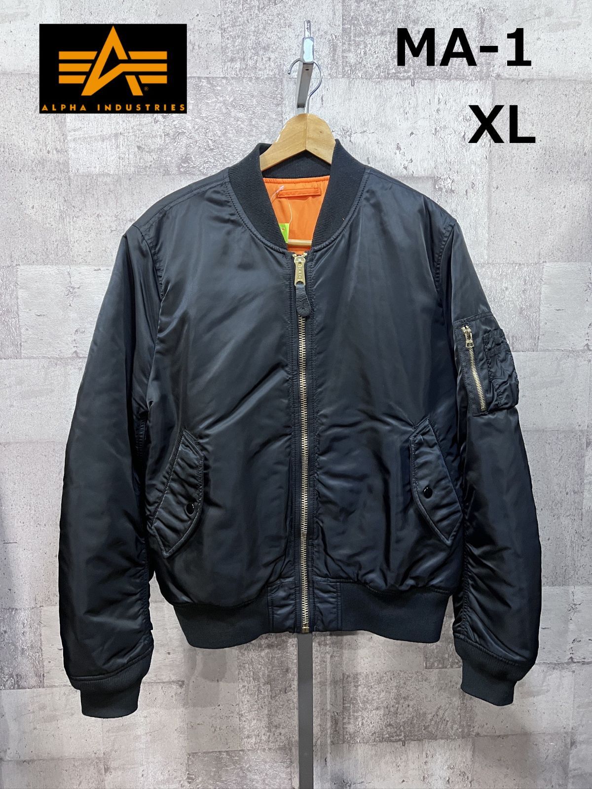 美品 アルファインダストリーズ 海外モデル MA-1 ブラック XL ALPHA