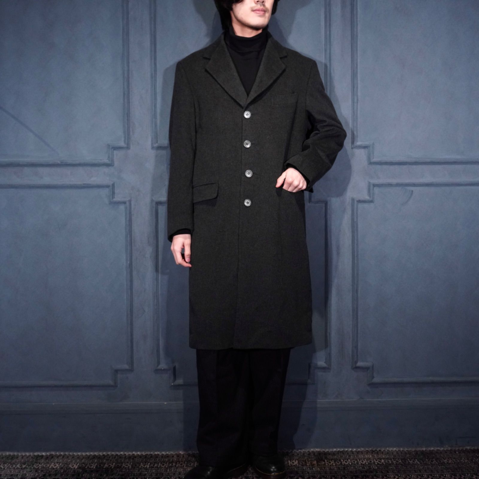 EU VINTAGE aquarium LORO PIANA SUPER FINE WOOL CHESTERFILED COAT