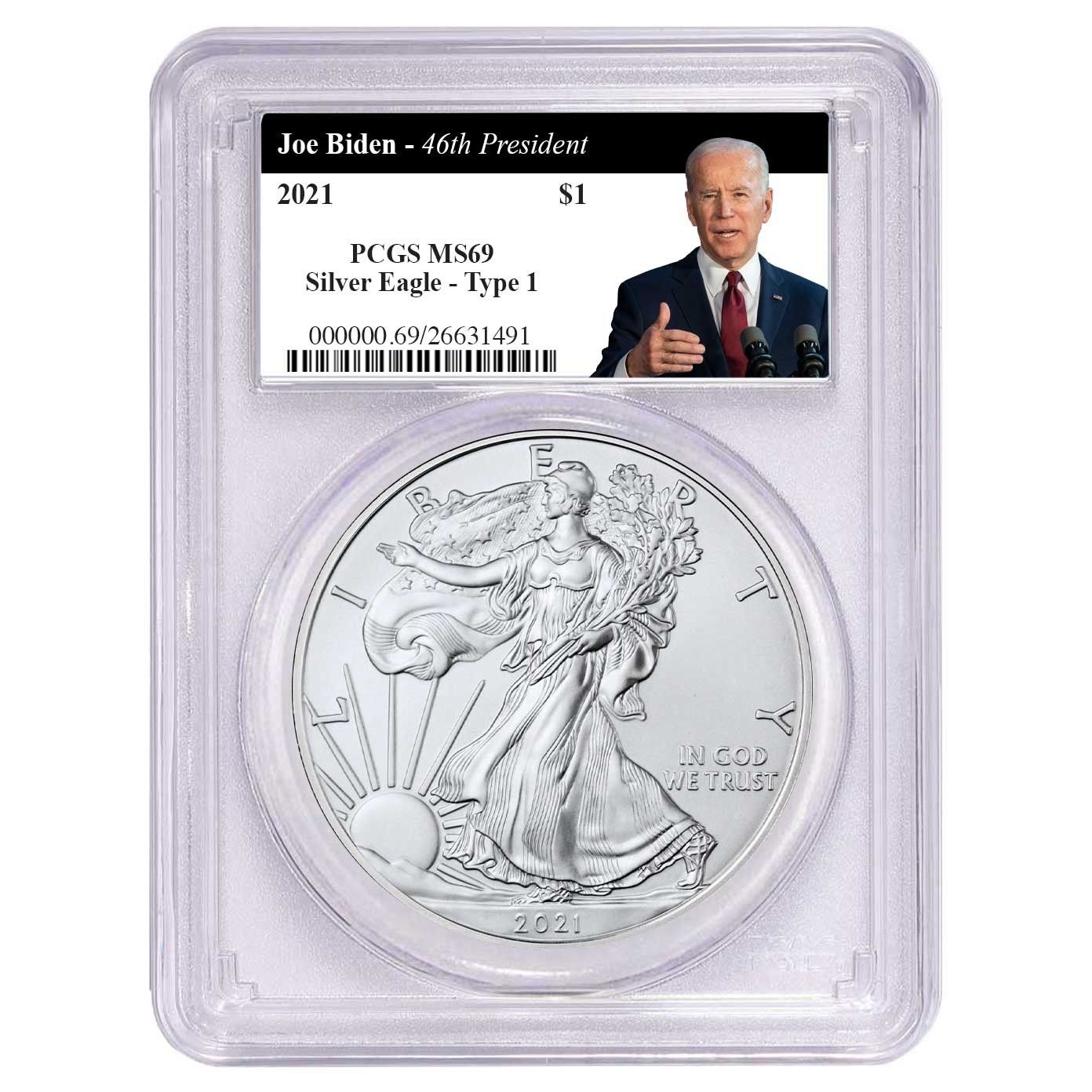 2021年 1ドル タイプ1 アメリカン シルバー イーグル PCGS MS69