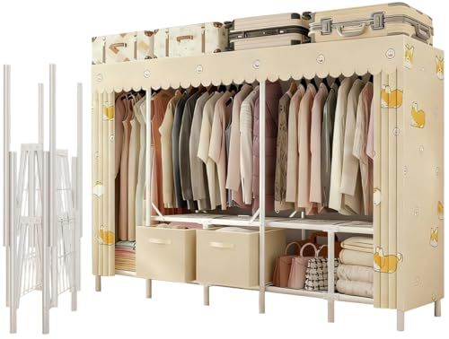 ワードローブ クローゼット ハンガーラック 大容量 カバー付き 大容量