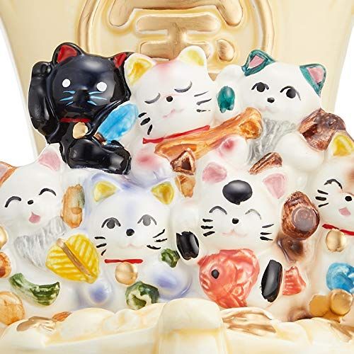 エールネット(Ale-net) 七福猫 宝船 クリーム色 縁起物 開運 招き猫