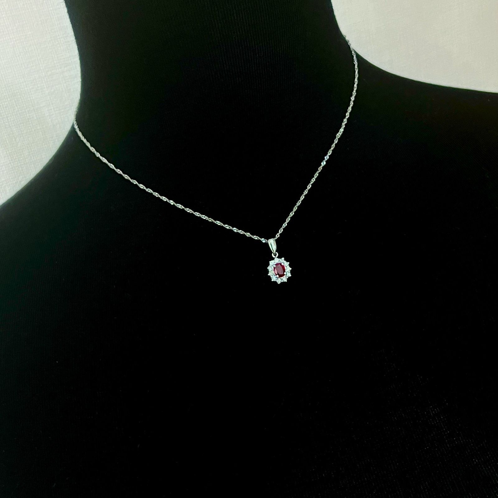 Pt900/850 天然 ルビー ダイヤ ネックレス R0.5ct D0.38ct 3.8g 40cm 