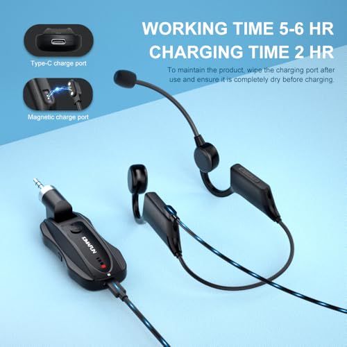 新品】ワイヤレス完全防水マイク 2.4G無線フィットネスヘッドセット