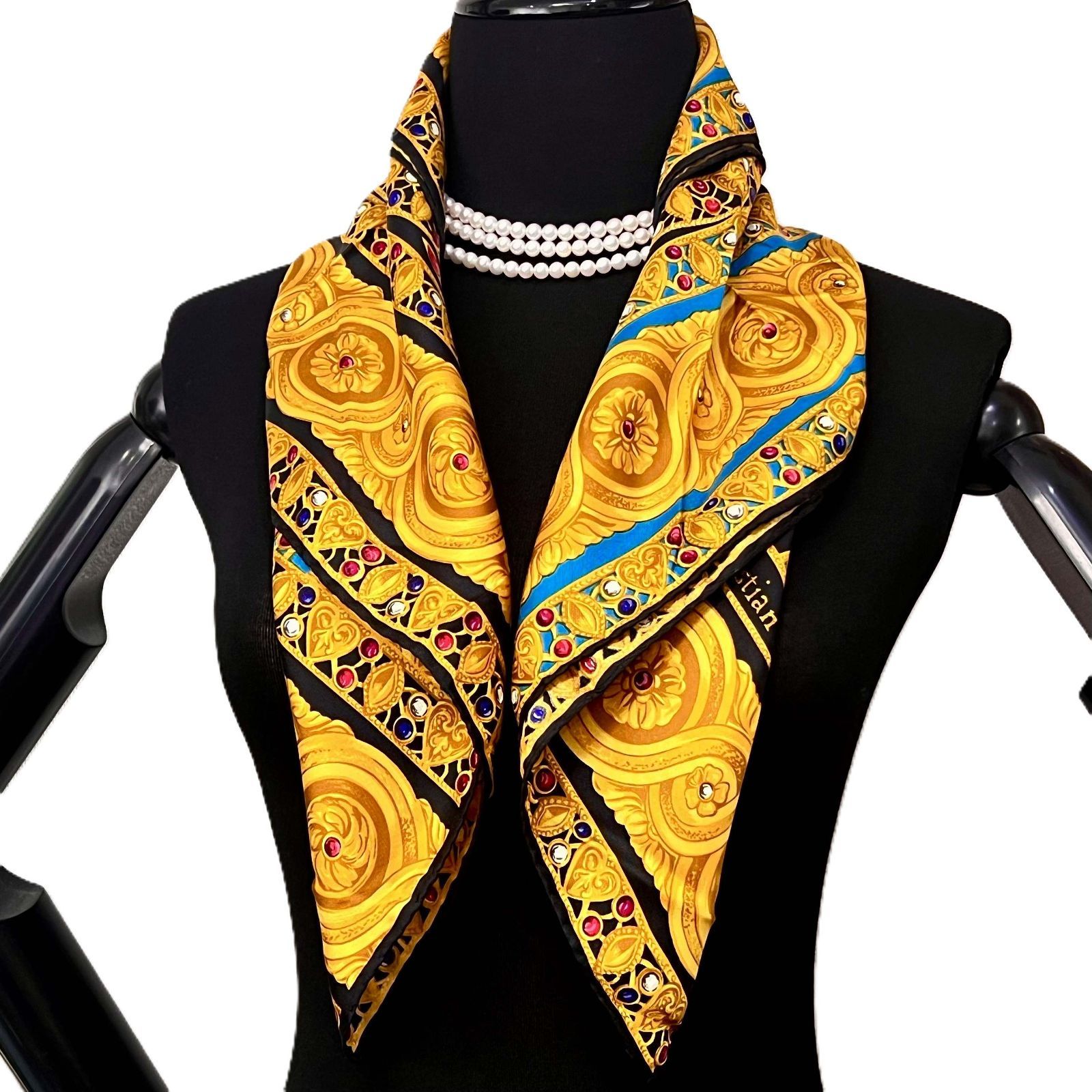 Christian Dior クリスチャン ディオール アクセサリー柄 シルク