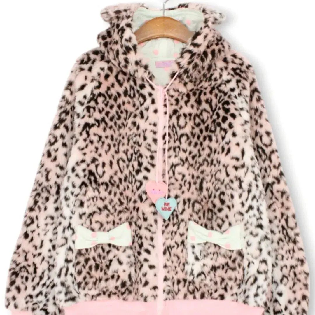 姫ギャル 猫ミミ ヒョウ柄 レオパード フーディー ファー ジップアップ