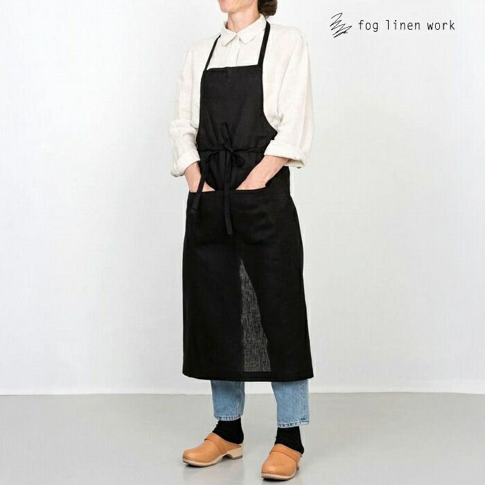 fog エプロン リネン フルエプロン ブラック 黒色 fog linen work フォグリネンワーク LKA004-17 fog フォグ エプロン かわいい シンプル ナチュラル 前掛け リネン フォグ おしゃれ 北欧 麻