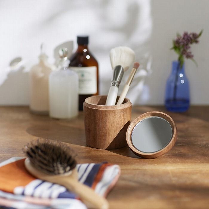 ミラー ラウンド ブラス 木製 ブラス shesay 志成販売 収納も身支度も