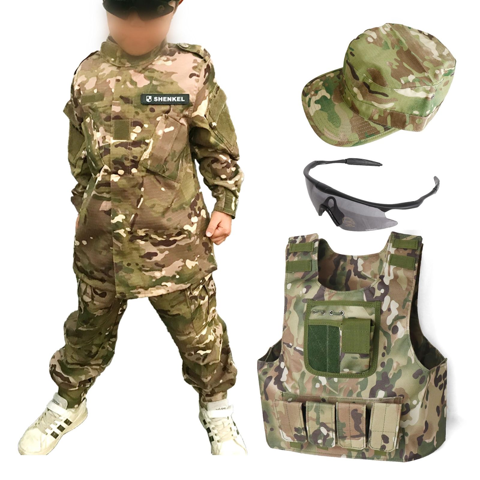 新品 [SHENKEL] キッズ 迷彩服セット 5点入り マルチカム 130サイズ