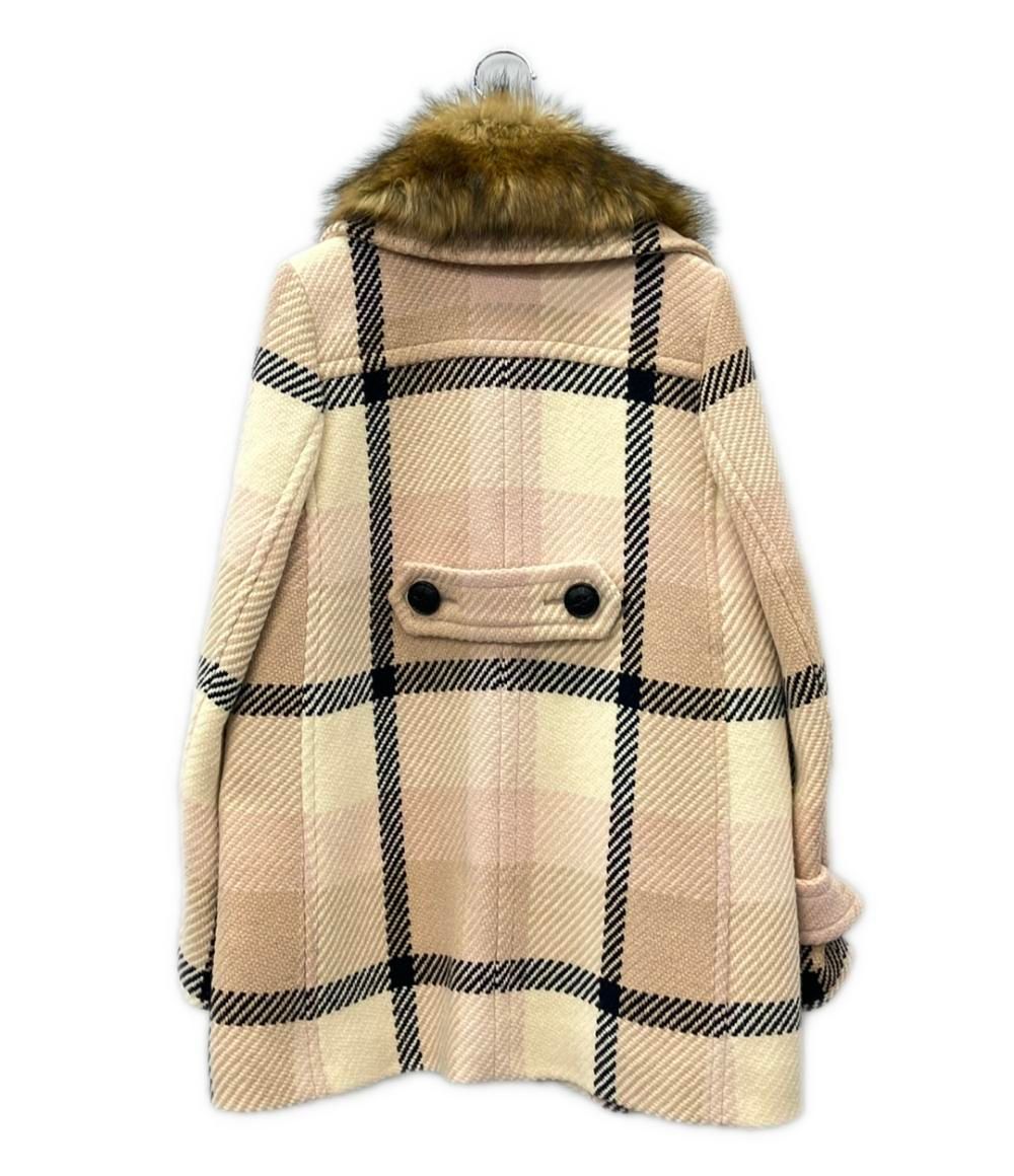 ブルーレーベル・クレストブリッジ チェック柄 コート ファー付き