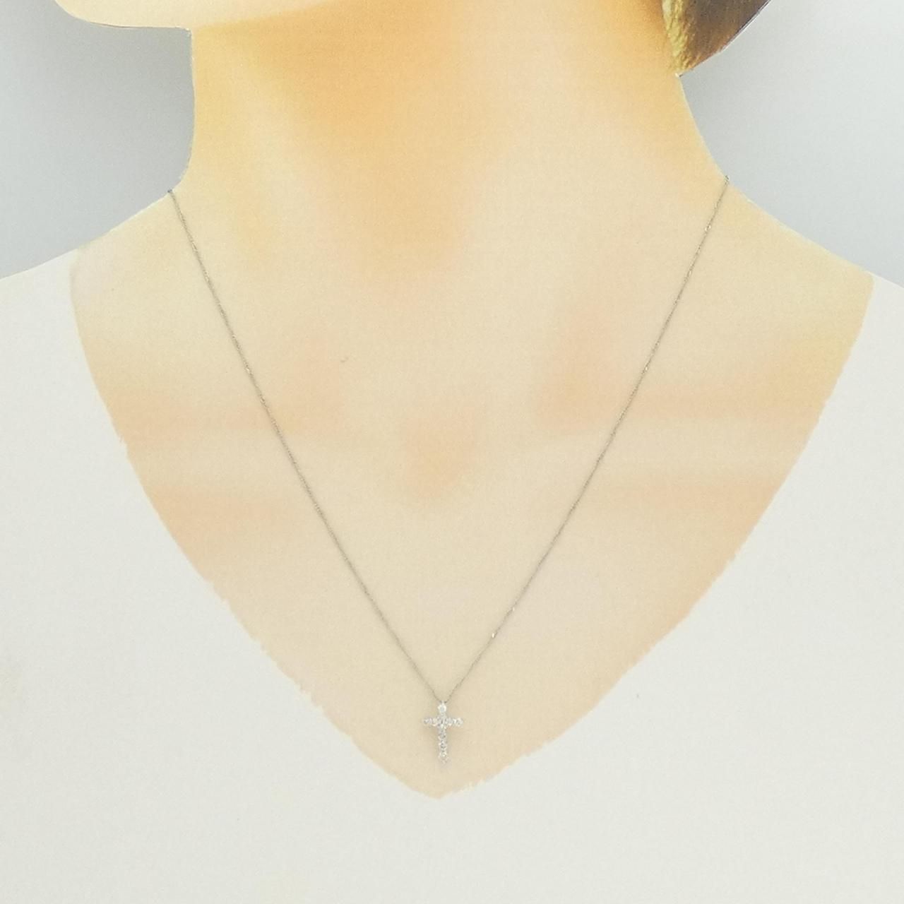 PT900/PT850 クロス ダイヤモンド ネックレス 0.2CT 【公式通販】