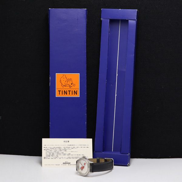 保/箱付 TINTIN タンタン QZ シルバー文字盤 メンズ/レディース腕時計