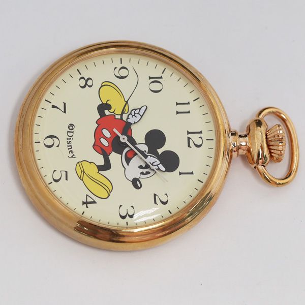 箱付 ディズニー ミッキーマウス QZ アイボリー文字盤 懐中時計 KRH