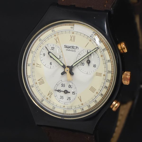 QZ 스와치 347 화이트/아이보리 다이얼 크로노 여성용 시계 2000000 NSK KRK