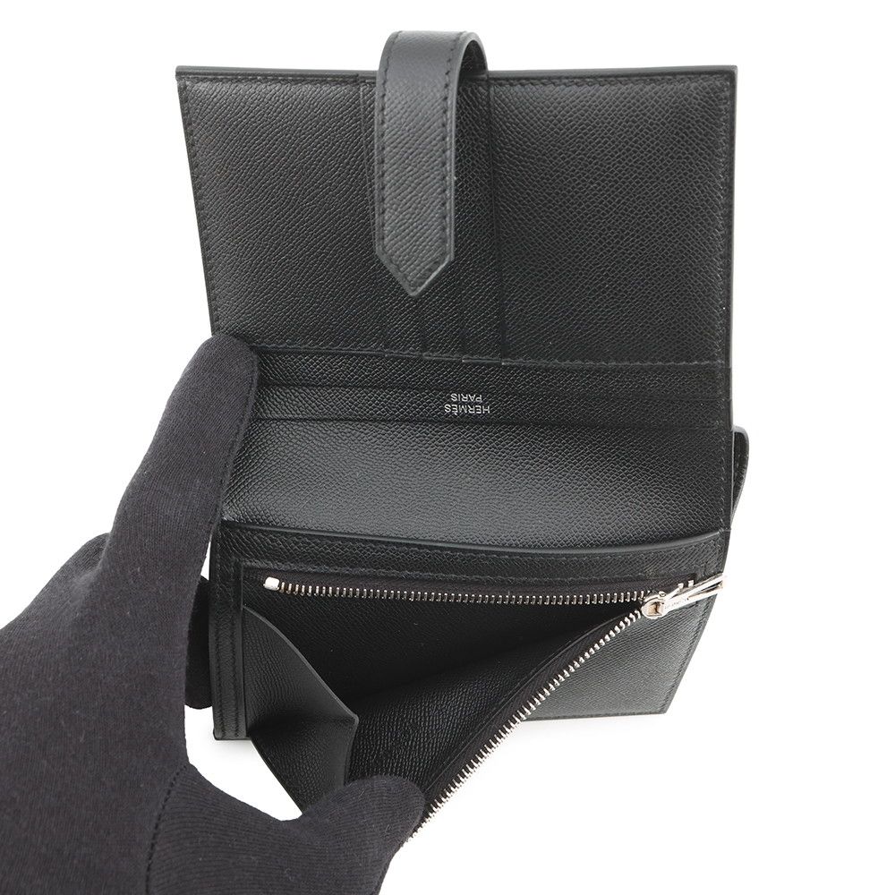 エルメス 二つ折り財布 ベアンコンパクト ブラック/ブラック金具