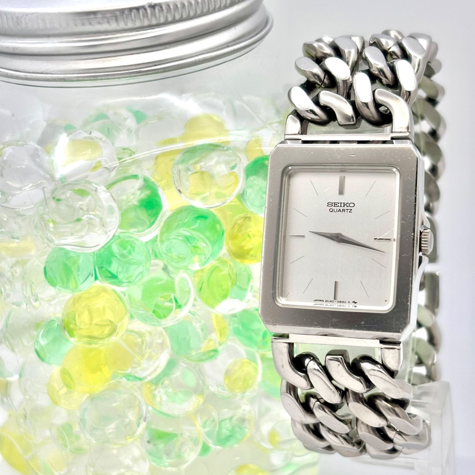 希少/新品電池】SEIKO セイコー メンズ 腕時計 シルバー スクエア