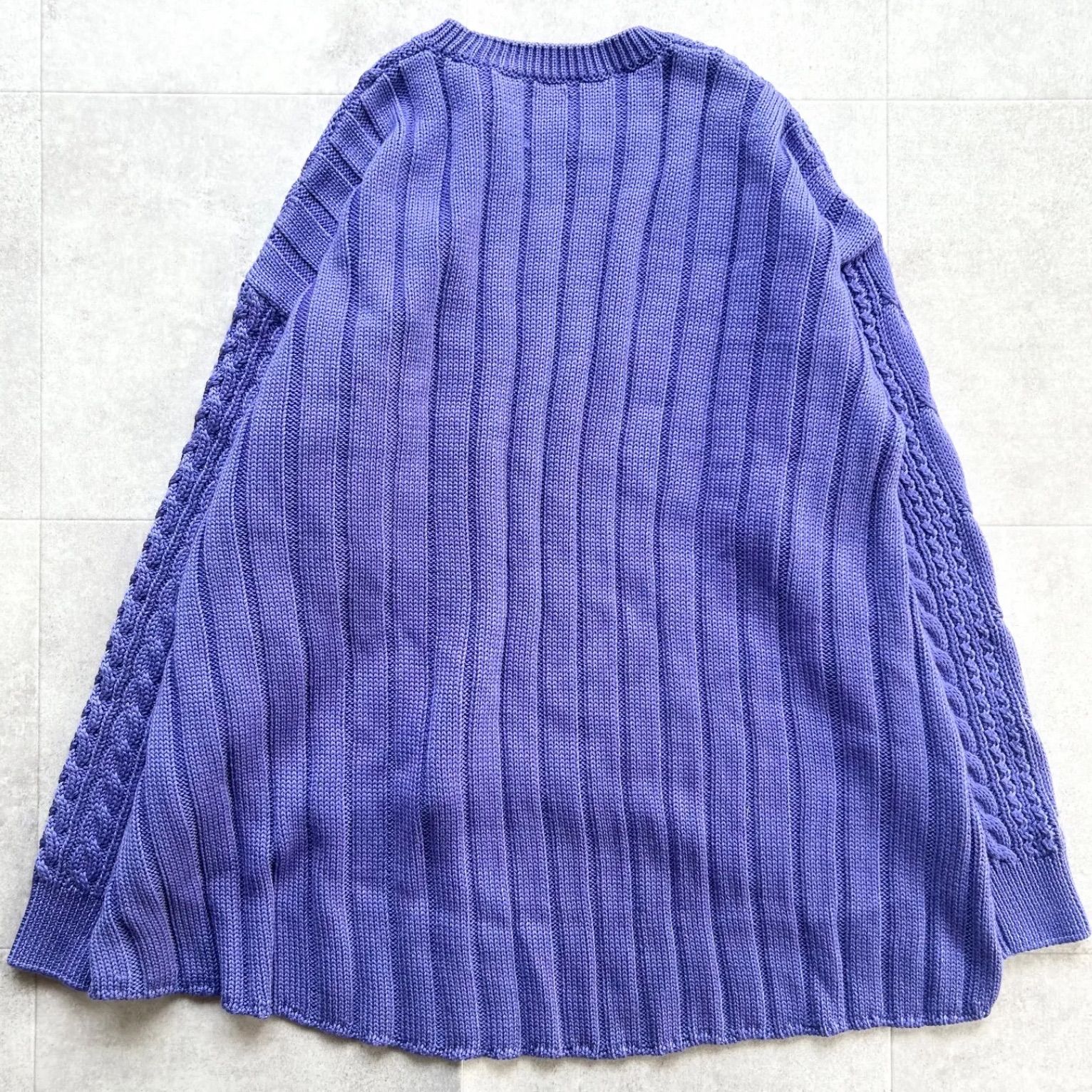 美品▲BATONER ×ユナイテッドアローズ//ケーブルニット▲パープル 美品 バトナー BATONER ユナイテッドアローズ別注 ケーブルニット