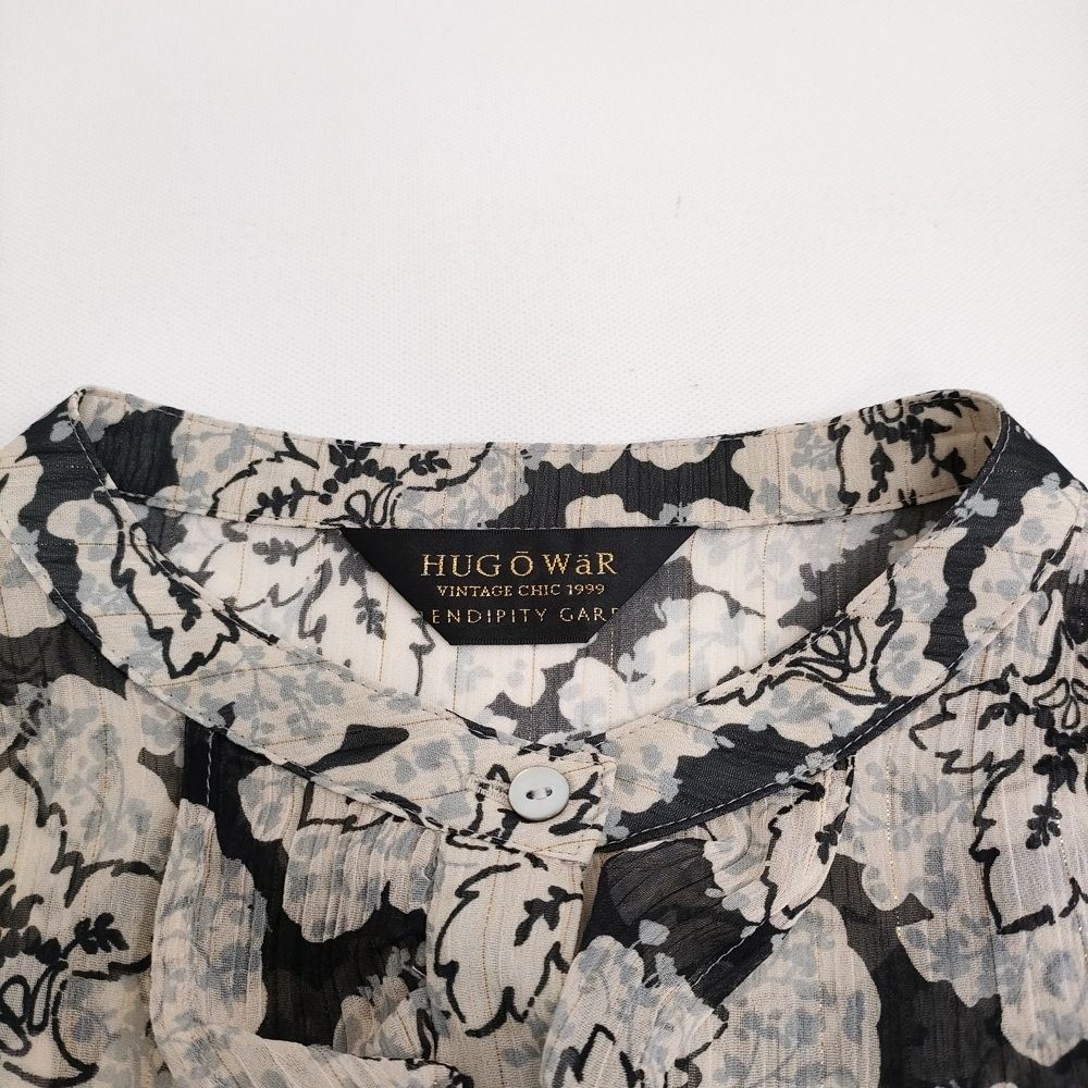 ハグオーワー　DEVEAUX コラボ　ブラウス HUG O WaR DEVEAUX アンティークフラワーpt.スタンドカラーフリル